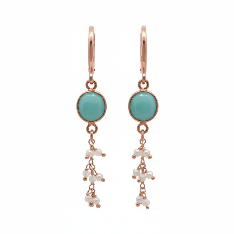 Creolen mit Amazonite und Mondsteinen