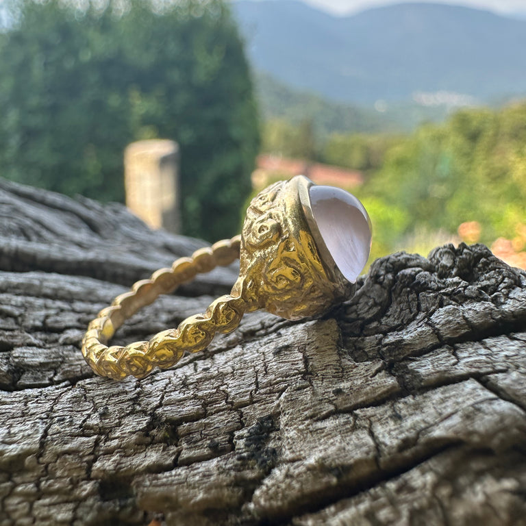 Rosenquarz Ring OVAL – Floral Collection
