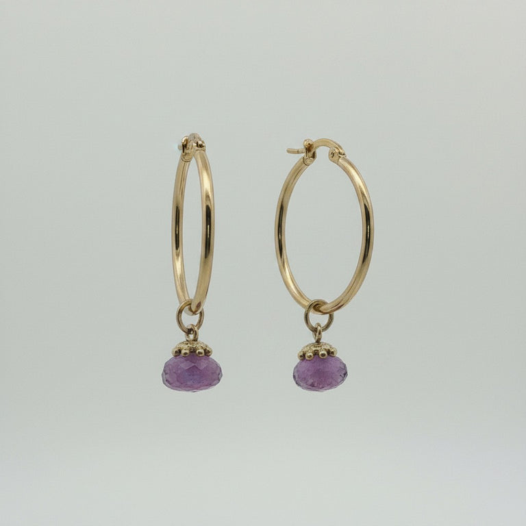 Creolen-Set mit Amethyst- Edelstahl - SALE