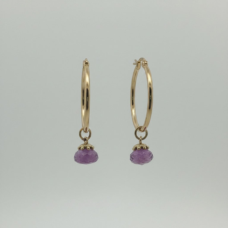 Creolen-Set mit Amethyst- Edelstahl - SALE