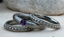 3-teiliges Ring-Set Edelstahl mit Amethyste