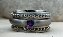3-teiliges Ring-Set Edelstahl mit Amethyste