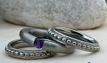 3-teiliges Ring-Set Edelstahl mit Amethyste