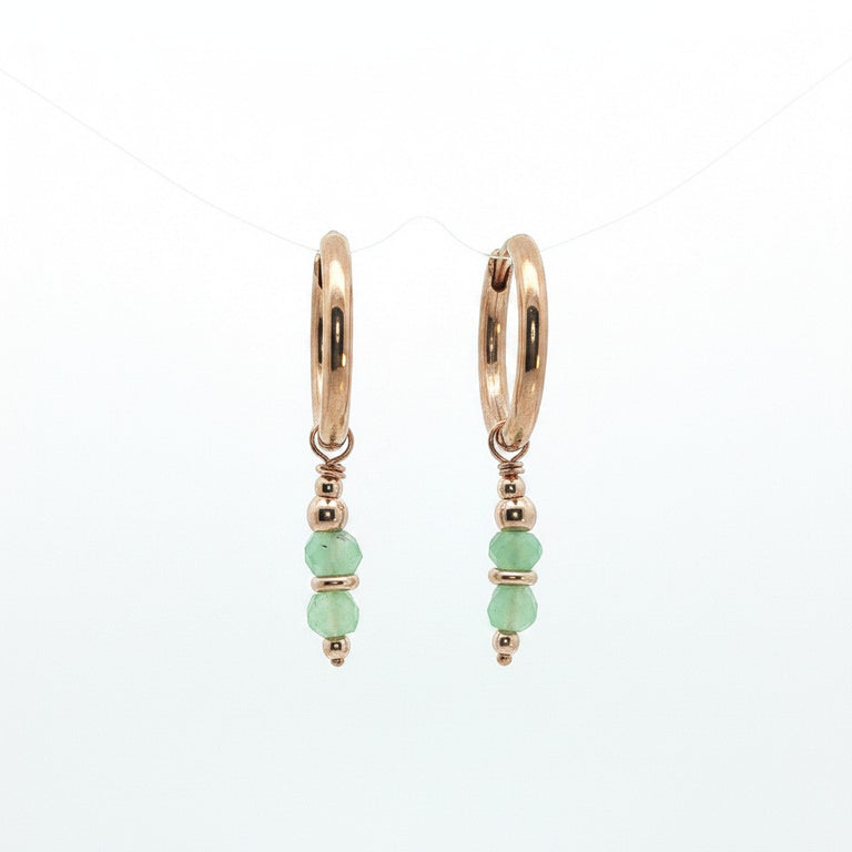 Creolen 16 mm Edelstahl mit Chrysoprase Charms SALE