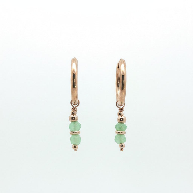 Creolen 16 mm Edelstahl mit Chrysoprase Charms SALE