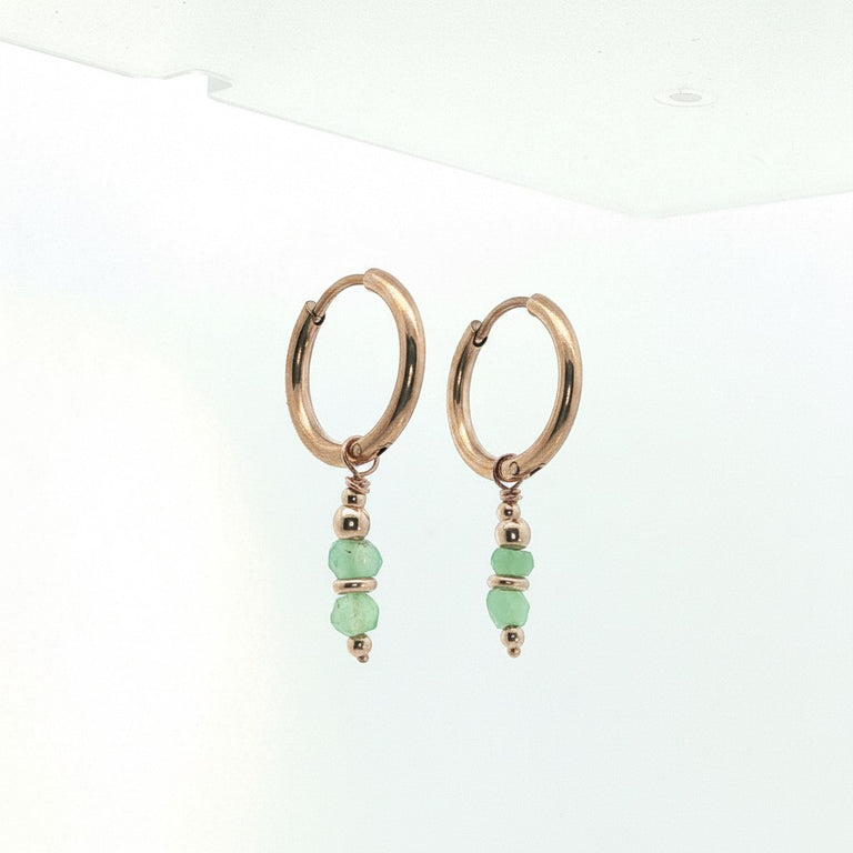 Creolen 16 mm Edelstahl mit Chrysoprase Charms SALE