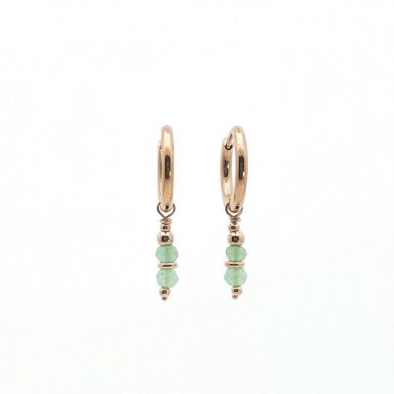 Creolen 16 mm Edelstahl mit Chrysoprase Charms SALE