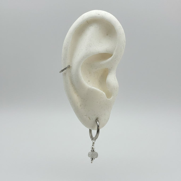 Creolen 16 mm Edelstahl mit Labradorite Charms SALE