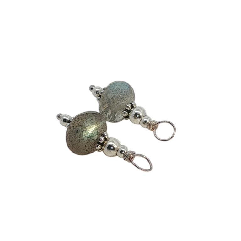 Creolen 16 mm Edelstahl mit Labradorite Charms SALE