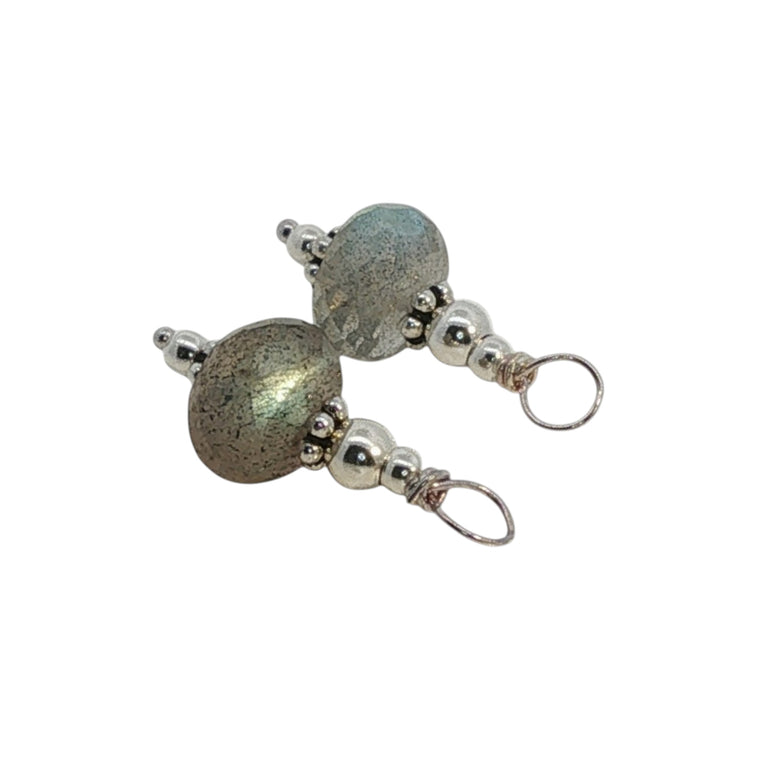 Creolen 16 mm Edelstahl mit Labradorite Charms SALE