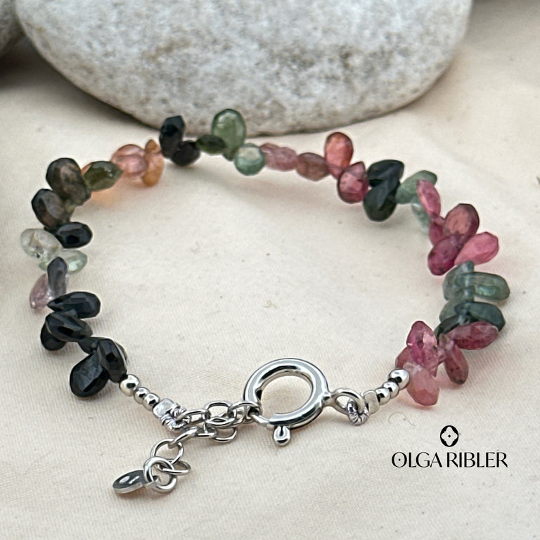 Multiturmalin Armband 6X7 mm