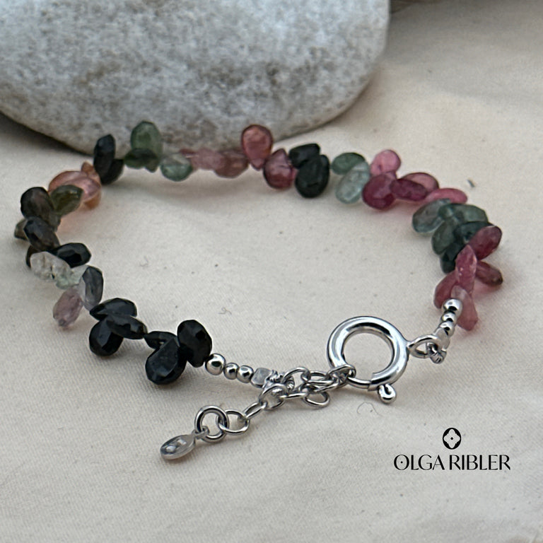Multiturmalin Armband 6X7 mm