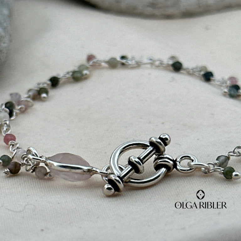 Multiturmalin und Rosenquarz Armband