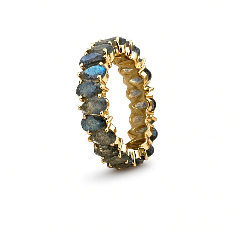 AYAT – Memory Ring mit 3 X 5 mm Labradoriten