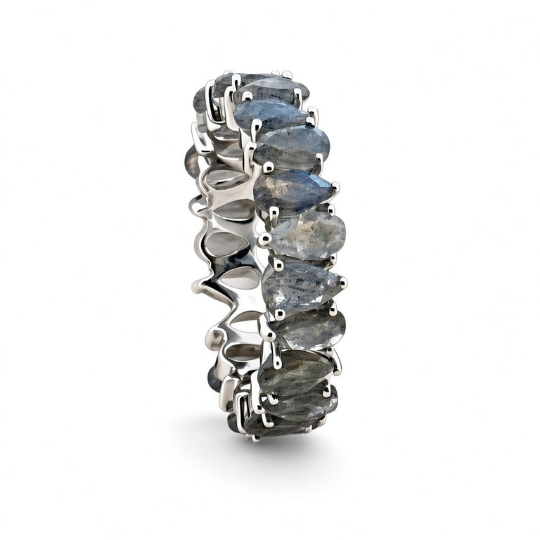 AYAT – Memory Ring mit 3 X 5 mm Labradoriten