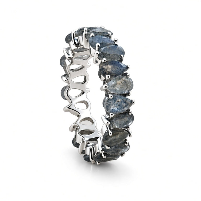 AYAT – Memory Ring mit 3 X 5 mm Labradoriten