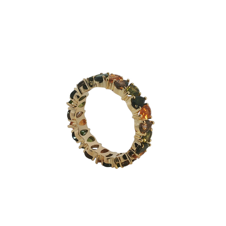 AYAT – Memory Ring mit 3 X 5 mm Rauchquarz und Turmalinen