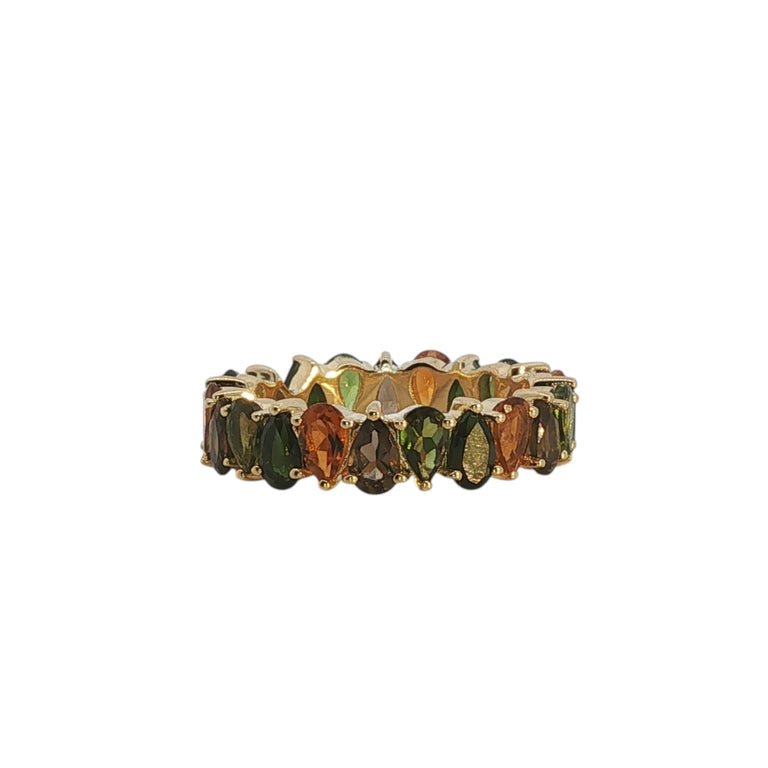 AYAT – Memory Ring mit 3 X 5 mm Rauchquarz und Turmalinen
