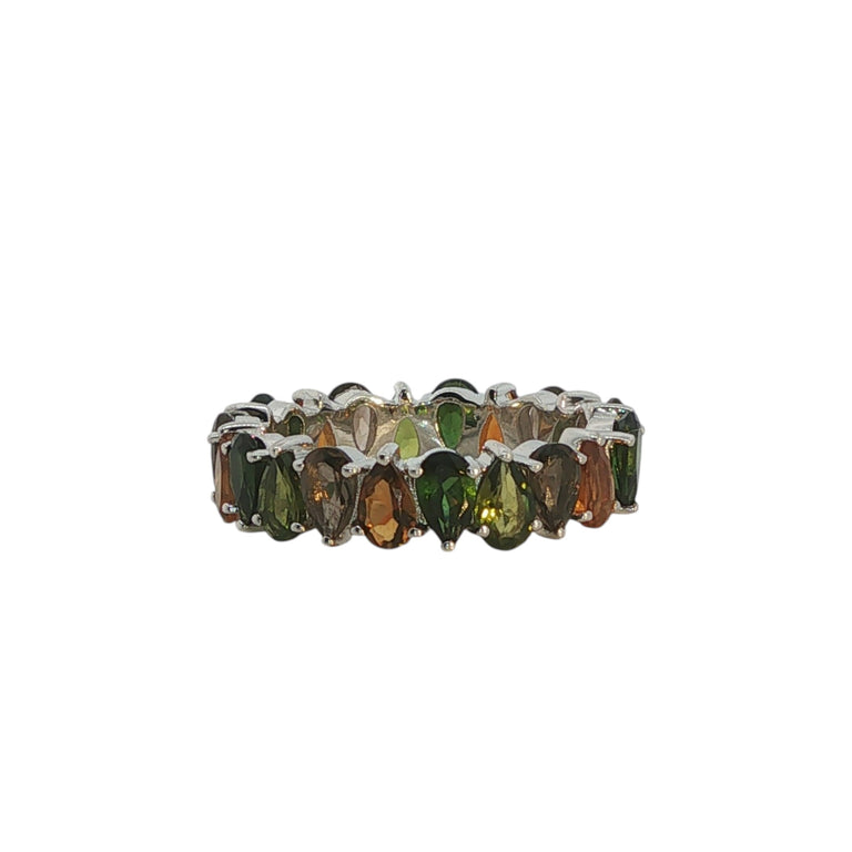 AYAT – Memory Ring mit 3 X 5 mm Rauchquarz und Turmalinen