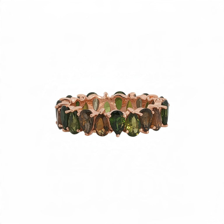 AYAT – Memory Ring mit 3 X 5 mm Rauchquarz und Turmalinen