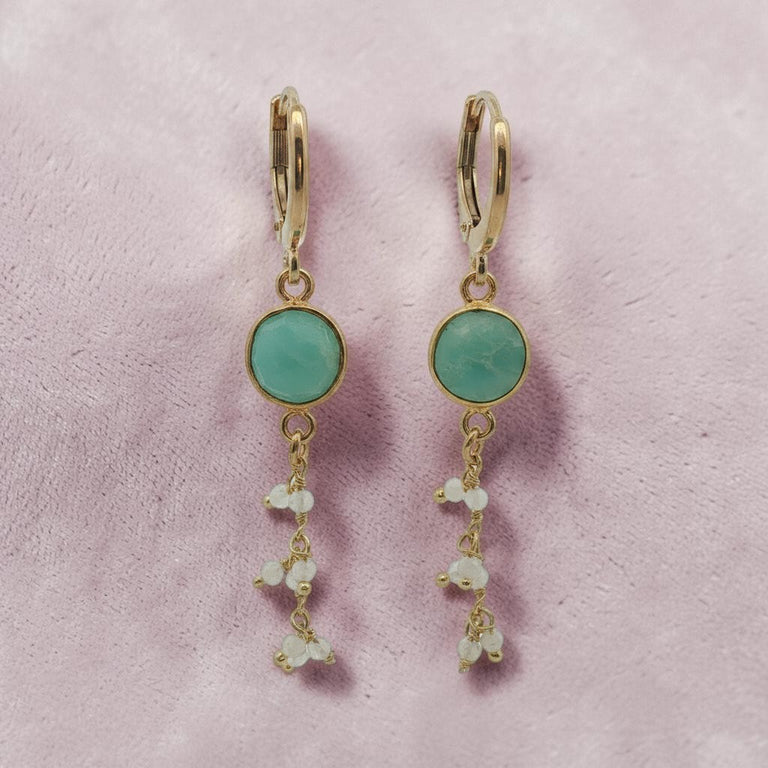 Creolen mit Amazonite und Mondsteinen