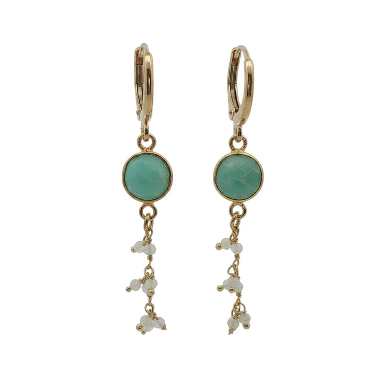 Creolen mit Amazonite und Mondsteinen