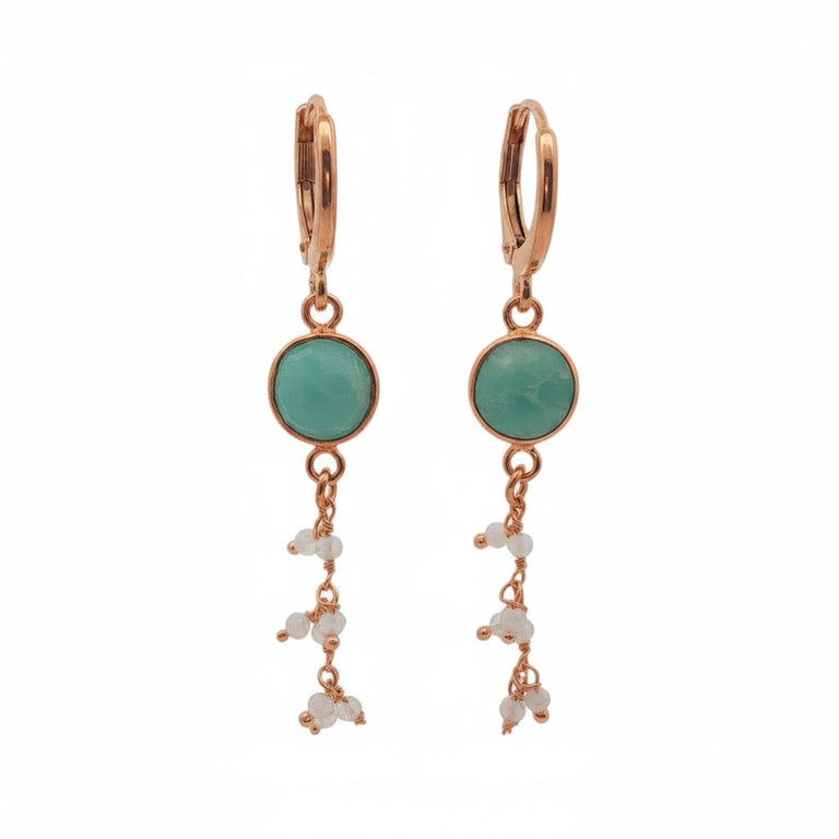 Creolen mit Amazonite und Mondsteinen