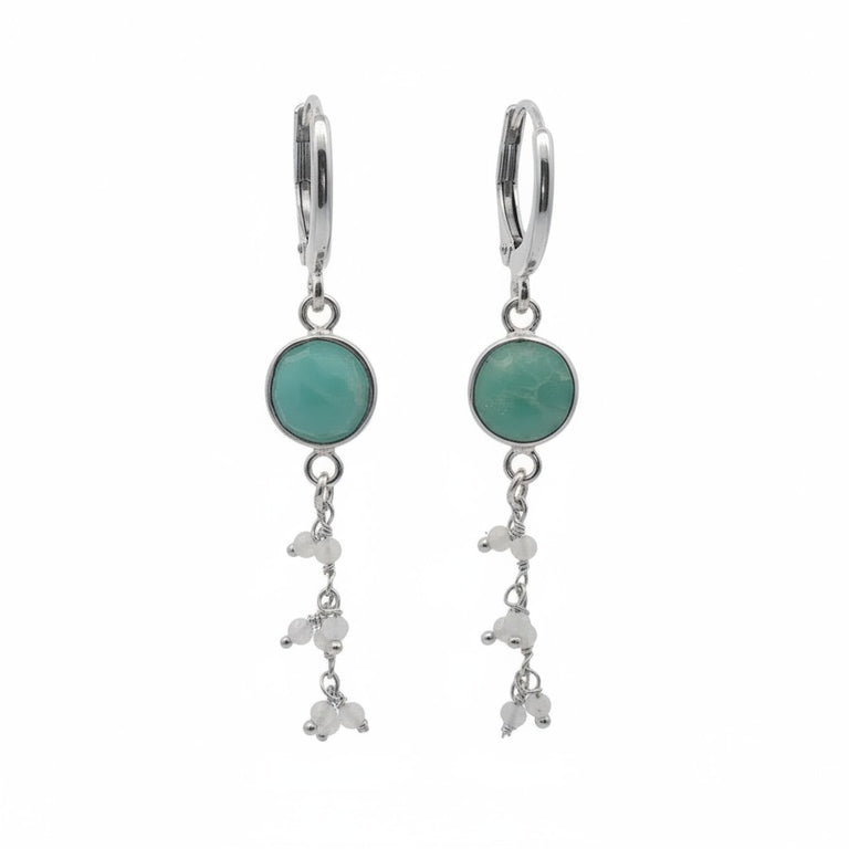 Creolen mit Amazonite und Mondsteinen