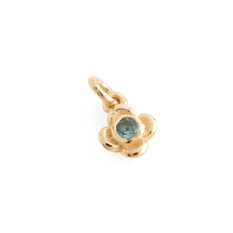 Anhänger  FLOWERS mit Blau Turmalin 9k Gold
