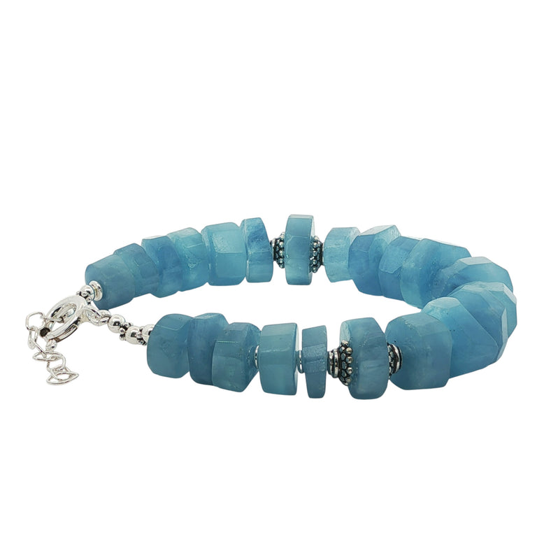 Aquamarin Armband Unikat – Edelstein Armkette aus Silber