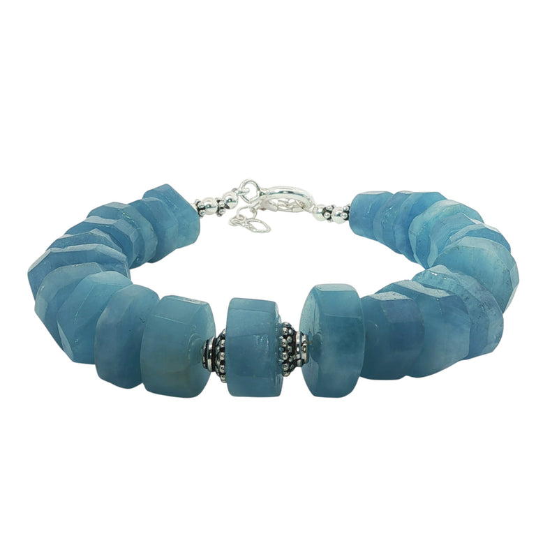 Aquamarin Armband Unikat – Edelstein Armkette aus Silber