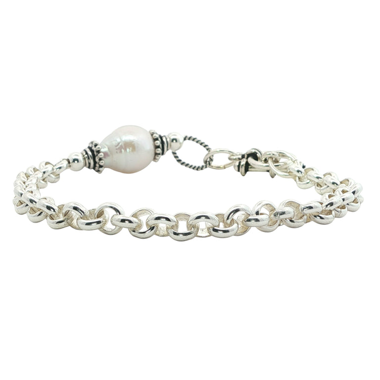 Silberarmband mit Barockperle – Boho Armband 925 Silber