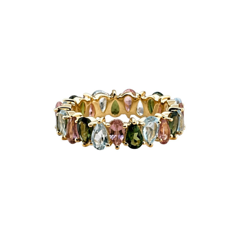 AYAT – Memory Ring mit 3 X 5 mm Blautopas und Turmalinen