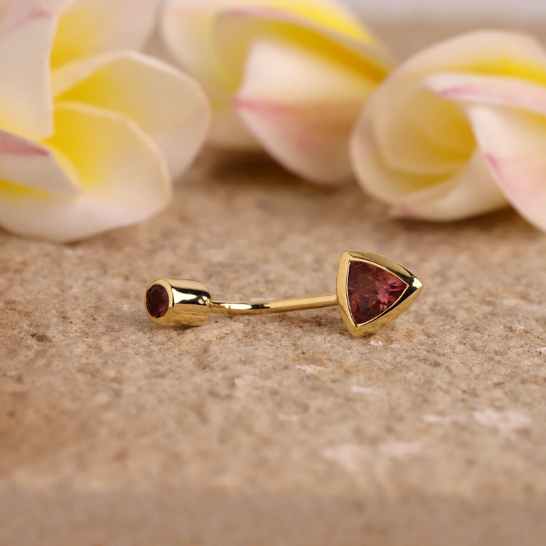 Bauch Piercing TRIANGLE Rosaturmalin