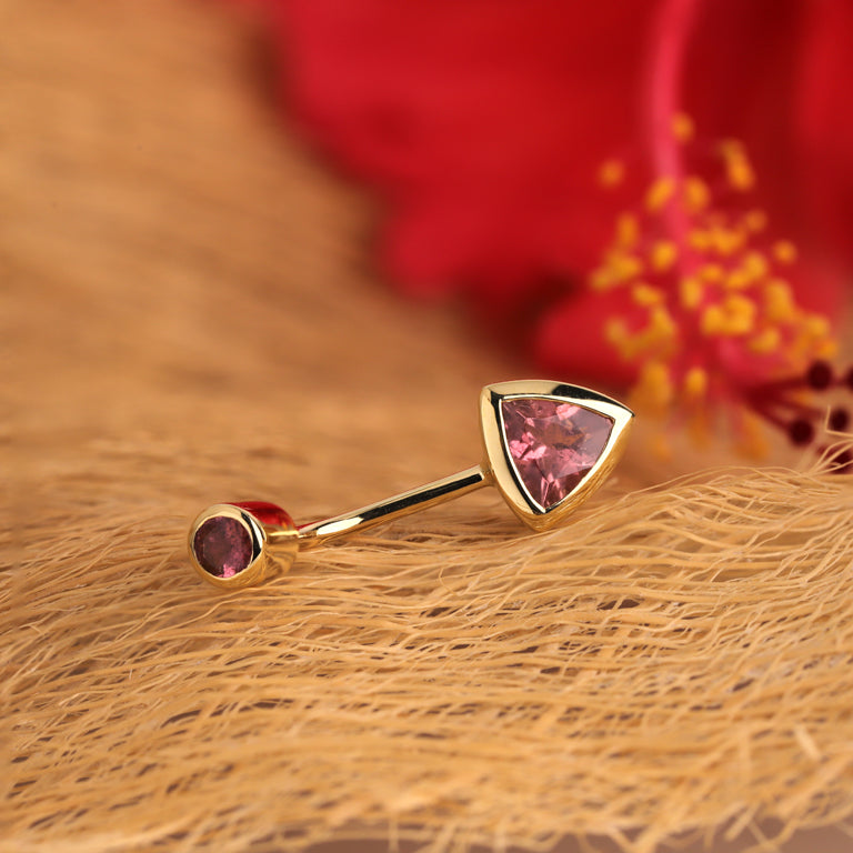 Bauch Piercing TRIANGLE Rosaturmalin