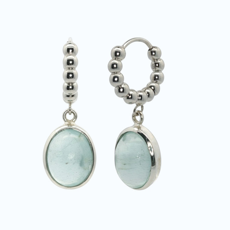 Creolen Bubble 14mm Aquamarin
