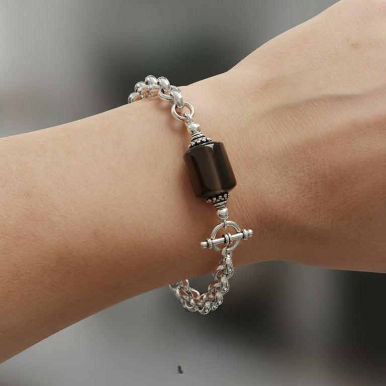 7 mm VALOREA ROLO Armband mit Rauchquarz