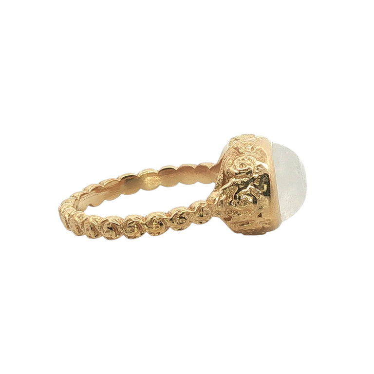 Mondstein Ring Oval 9×11 mm – Floral