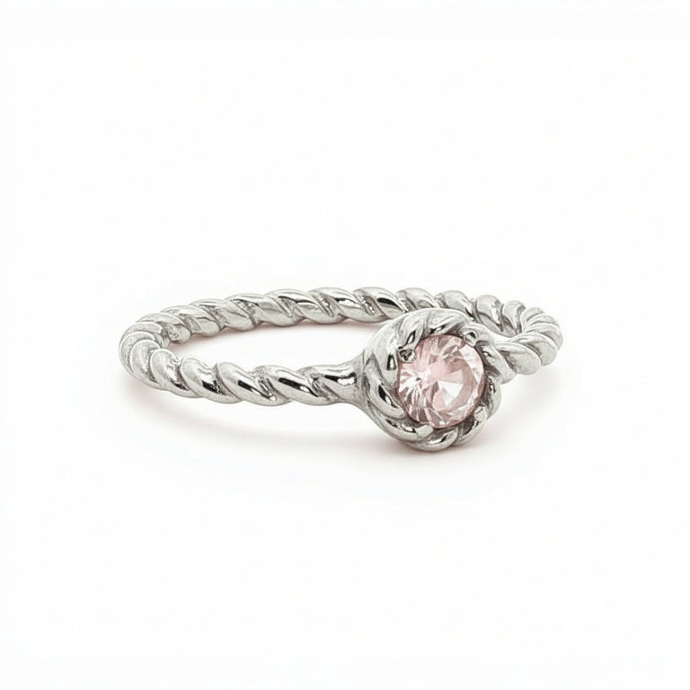 Ring Twist mit Rosenquarz