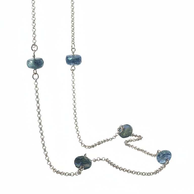 Silberkette mit Iolith – Feine Kette 45 cm | 925 Silber vergoldet