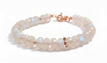 Regenbogenmondstein Armband – facettierte Rondellen | 925 Silber