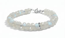 Regenbogenmondstein Armband – facettierte Rondellen | 925 Silber