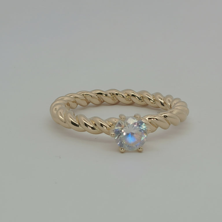Verlobungsring TWIST – Mondstein Solitär | 925 Silber