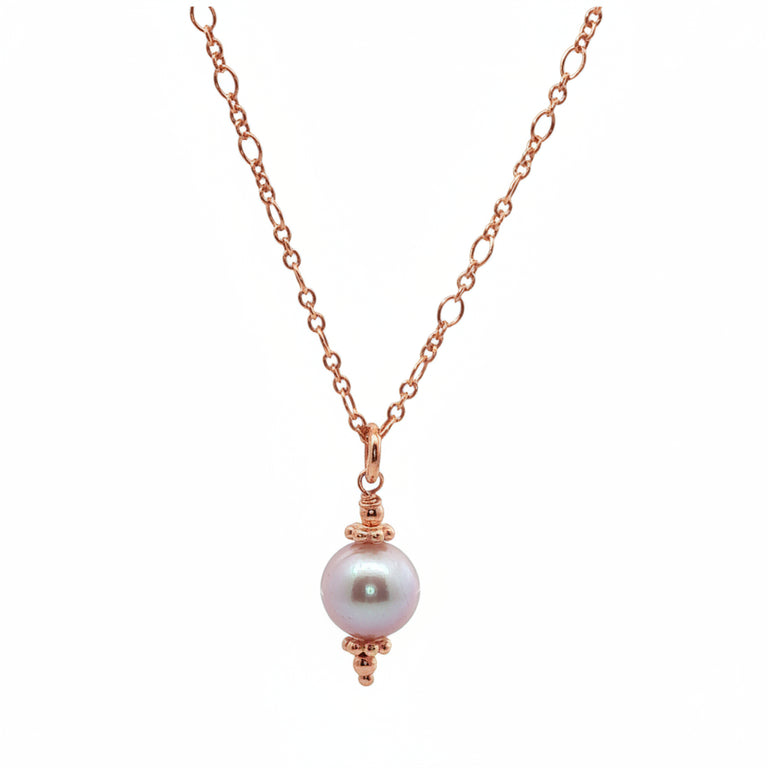 Silberkette mit rosa Perle – Boho Perlenkette 45 cm