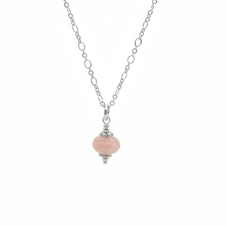 Silberkette mit Morganit – Edelstein Anhänger 45 cm