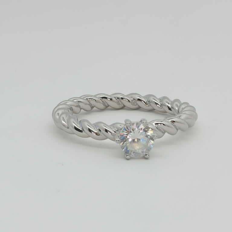 Verlobungsring TWIST – Mondstein Solitär | 925 Silber