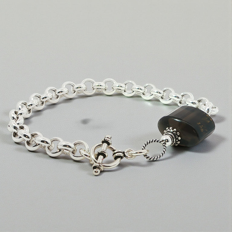 7 mm VALOREA ROLO Armband mit Rauchquarz