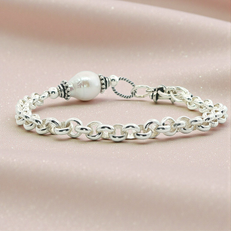 Silberarmband mit Barockperle – Boho Armband 925 Silber
