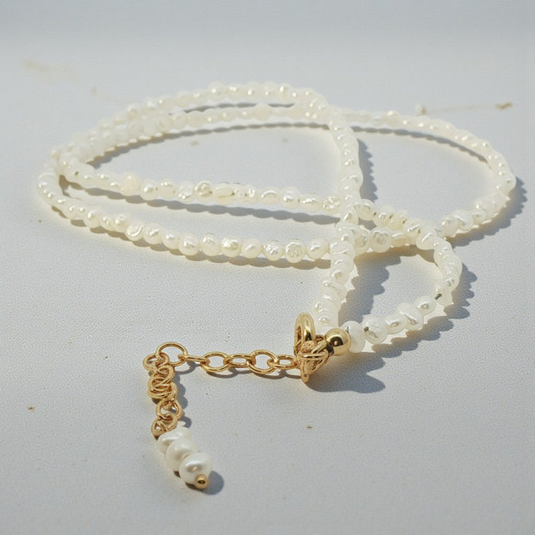 Perlenkette Barock | Süsswasserperlen 3–4 mm