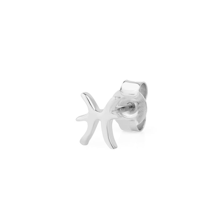 Fische Einzeler Ohrstecker – Sterling Silber 925, 5 mm  20. Februar - 20. März